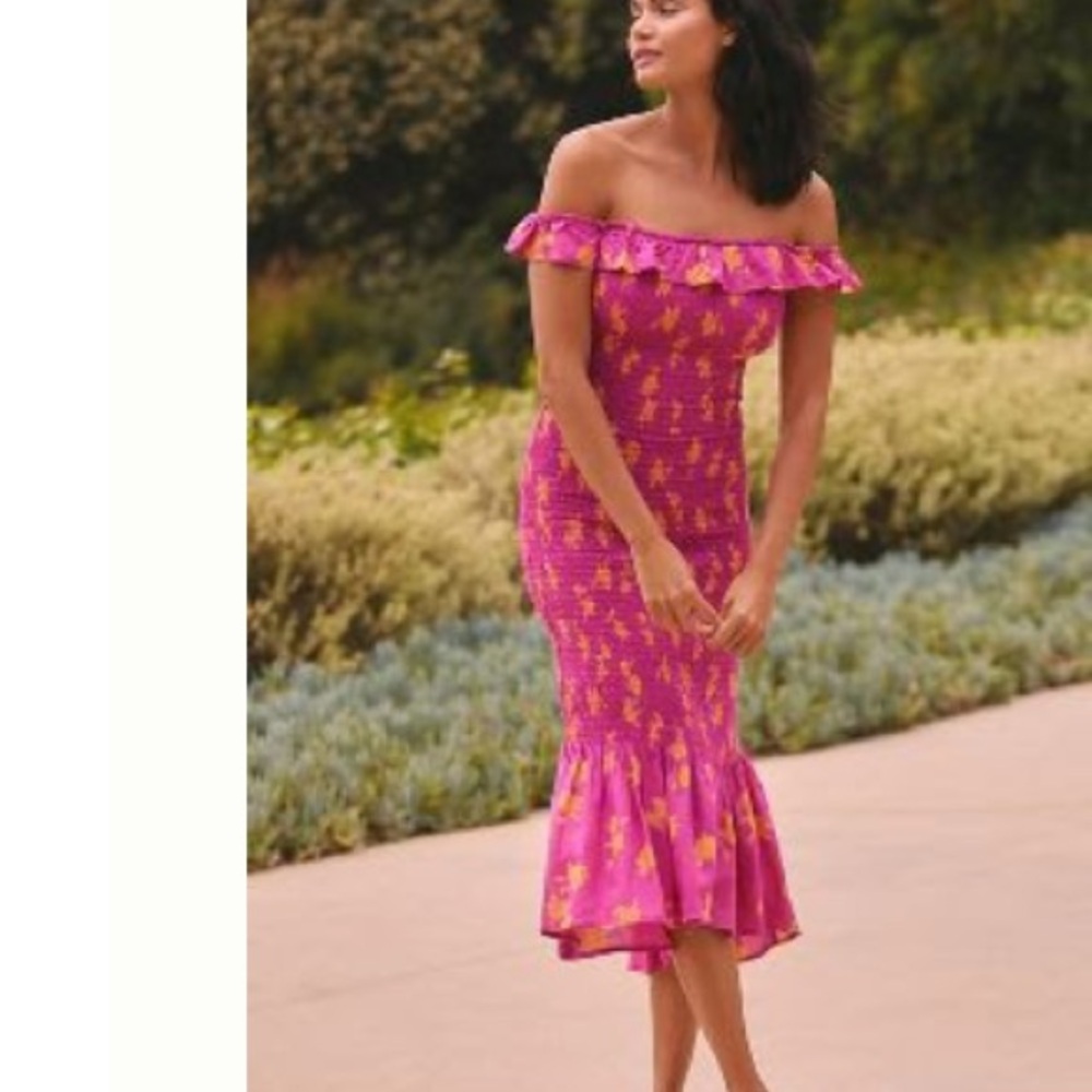 ANTHROPOLOGIE ⭐️NWT⭐️ OFF-THE-SHOULDER SMOCKED MIDI DRESS SIZE MEDIUM
